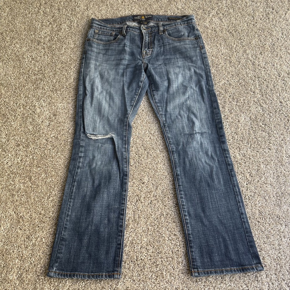 Lucky Brand Sienna Tomboy Crop Jeans Womens 6 Med Wash Blue Distressed Denim